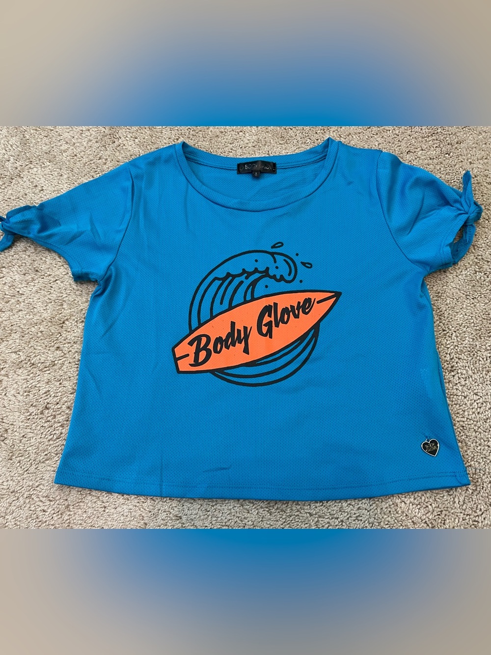 Body Glove Size Large Blue Mesh Coverup Short Sleeve Shirt Top